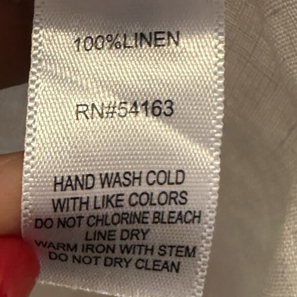 Marc New York Women Large Tank Blouse 100% Linen Pearl Strap White Flowy Coastal - Picture 4 of 6